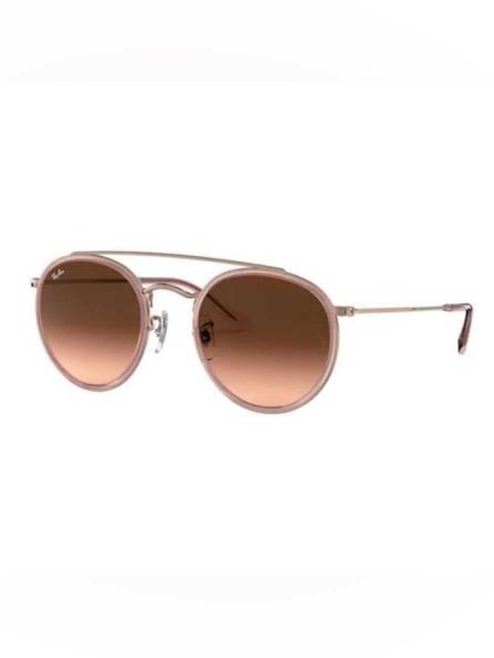 Ray bans Round Pink rosegold double bridge Gradient Lens Sunglasses new